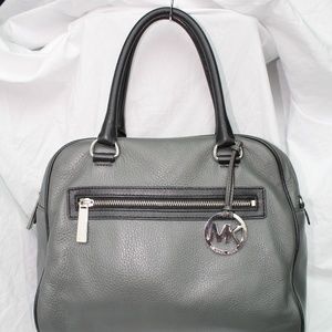 Michael Kors Knox Two Tone Gray Leather Satchel